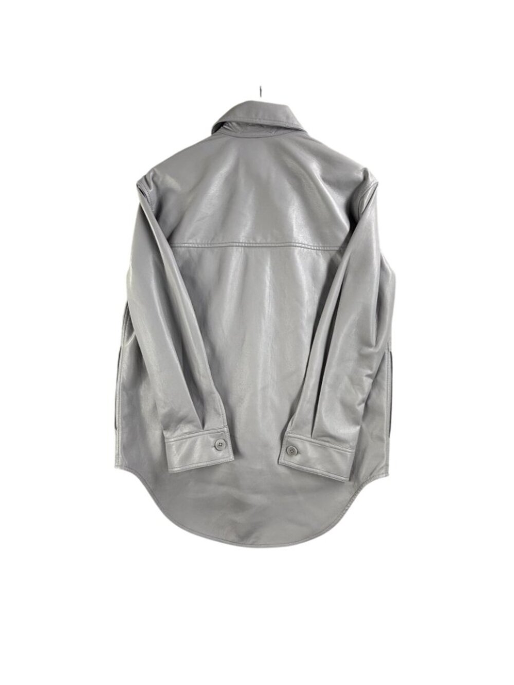 Wilfred Jacket Womens XS Gray Faux Leather Button Shirt Pockets Shacket Aritzia - Picture 7 of 16